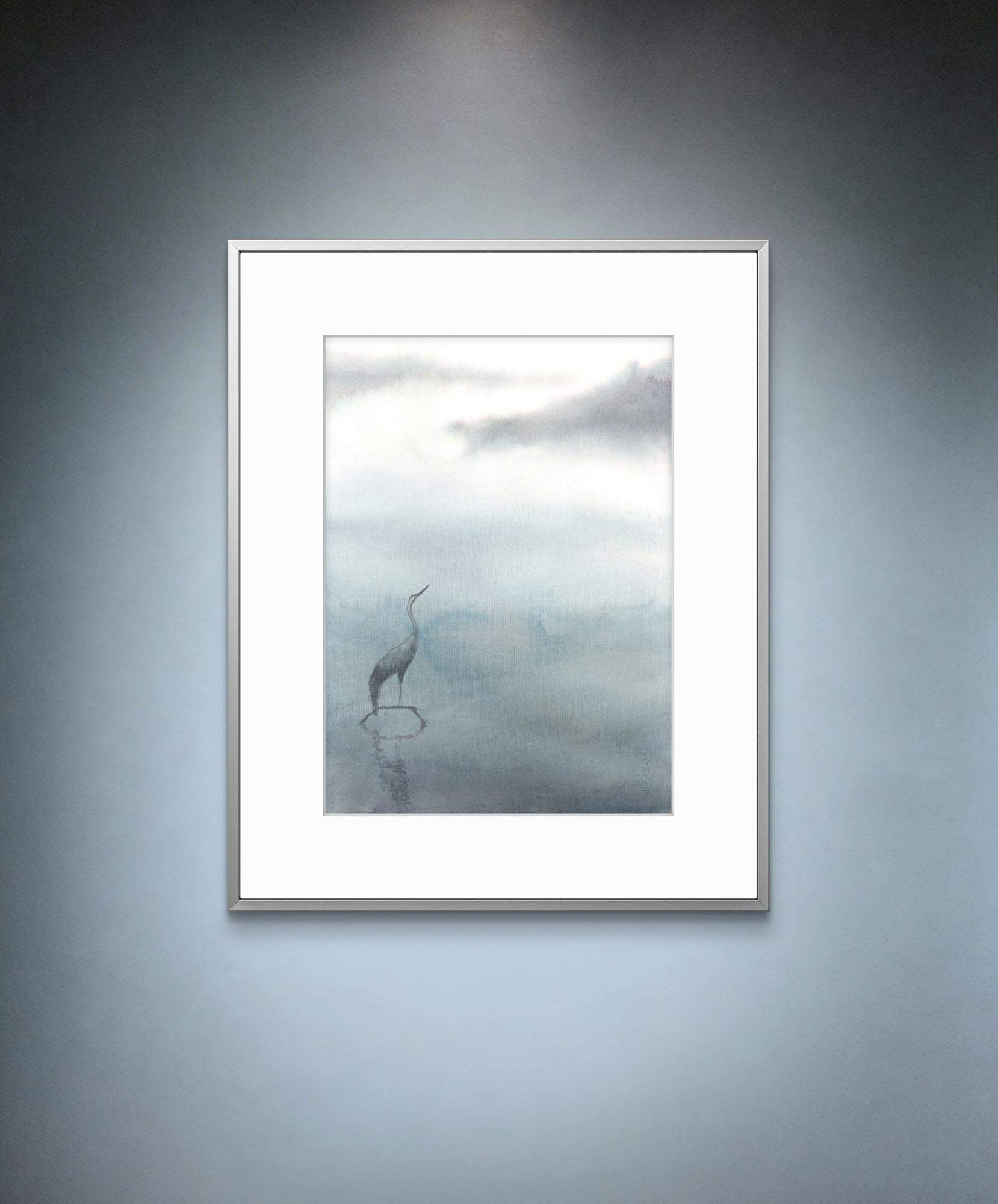 Żuraw - akwarela - 41x29cm - Malarstwo spokoju