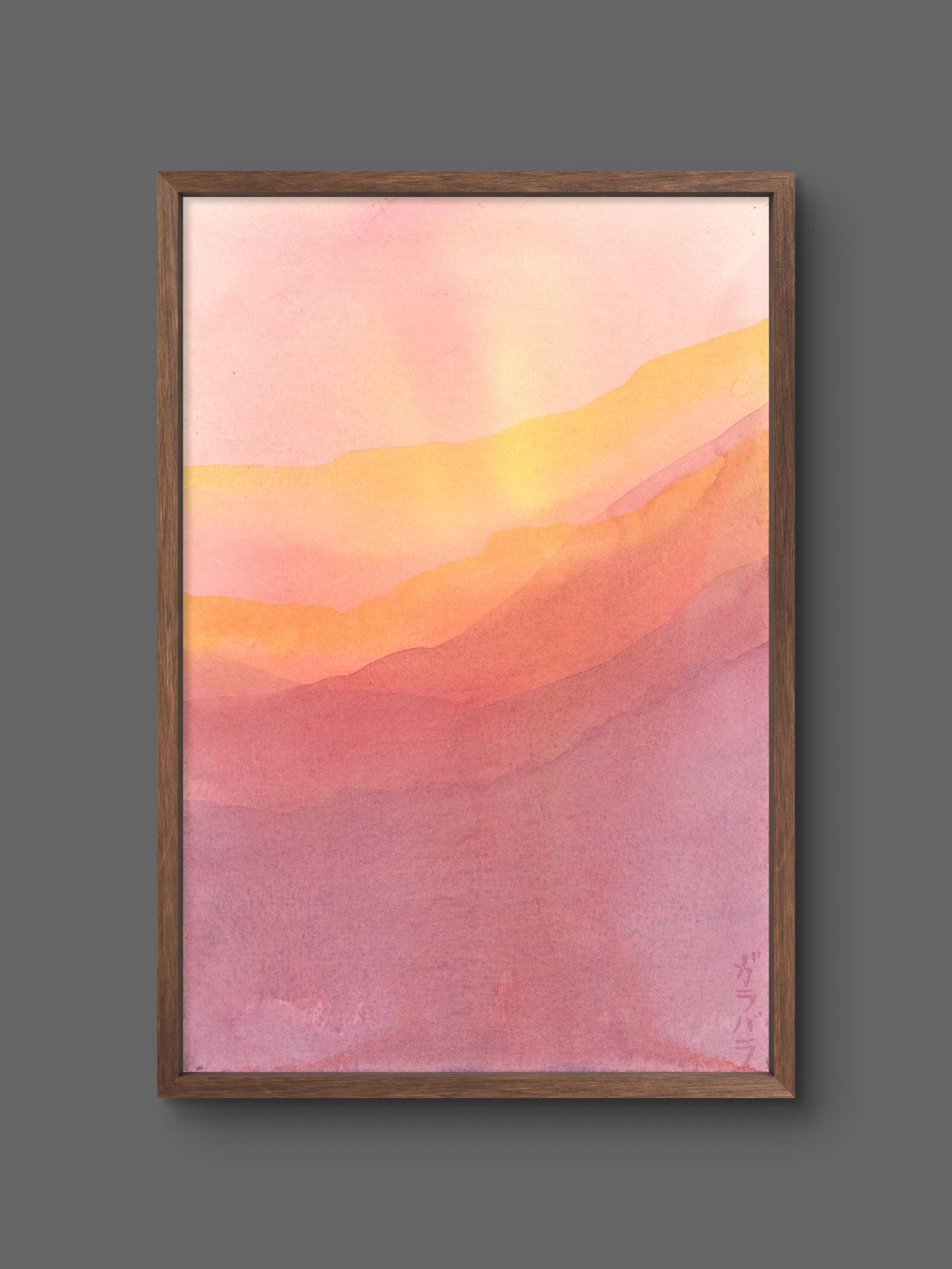 Impresja - Wschód słońca - abstrakcja atmosferyczna - akwarela - 26x17cm