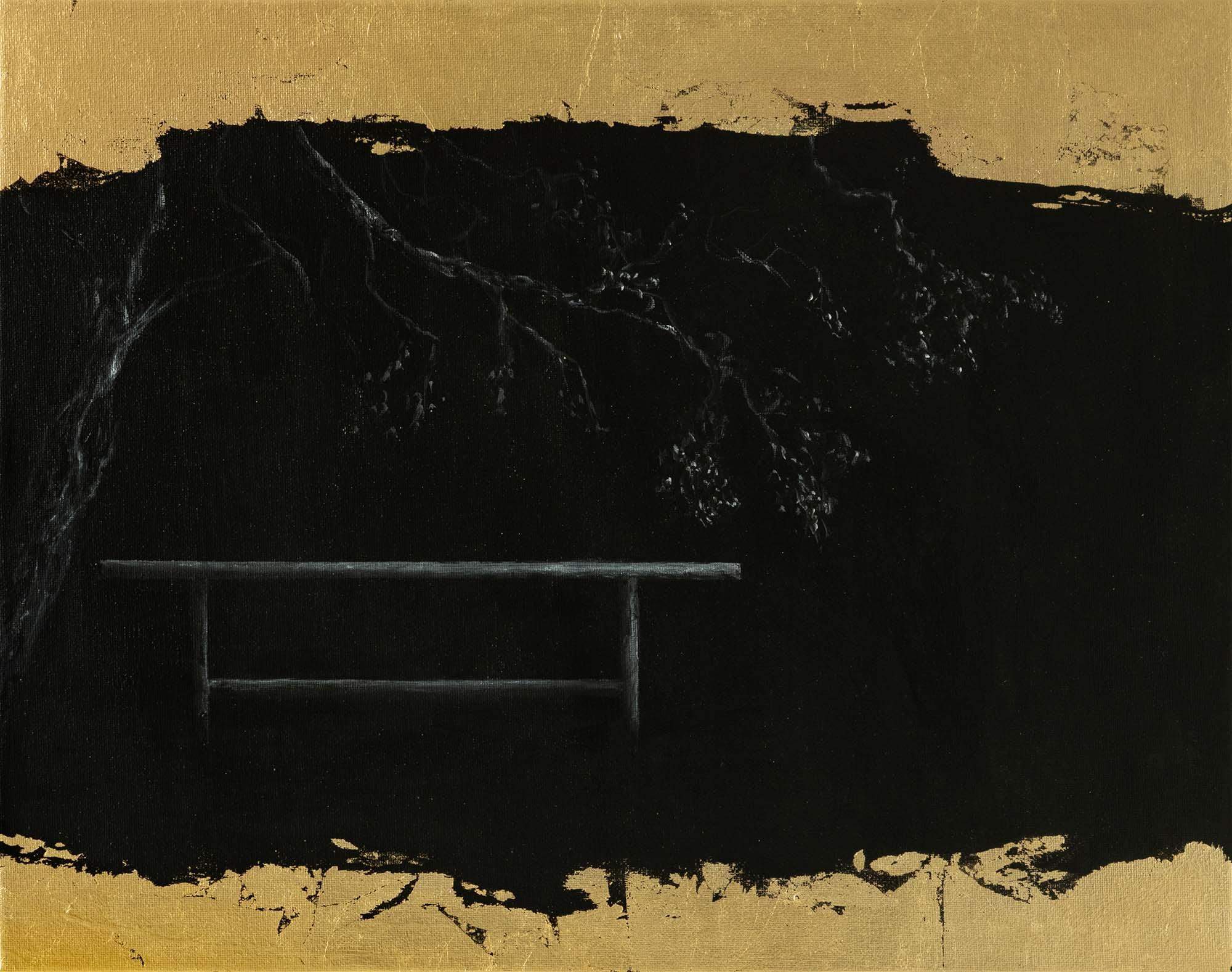 Co oznacza być człowiekiem? - 7 piętro - akryl i szlagmetal na płótnie 40x30cm