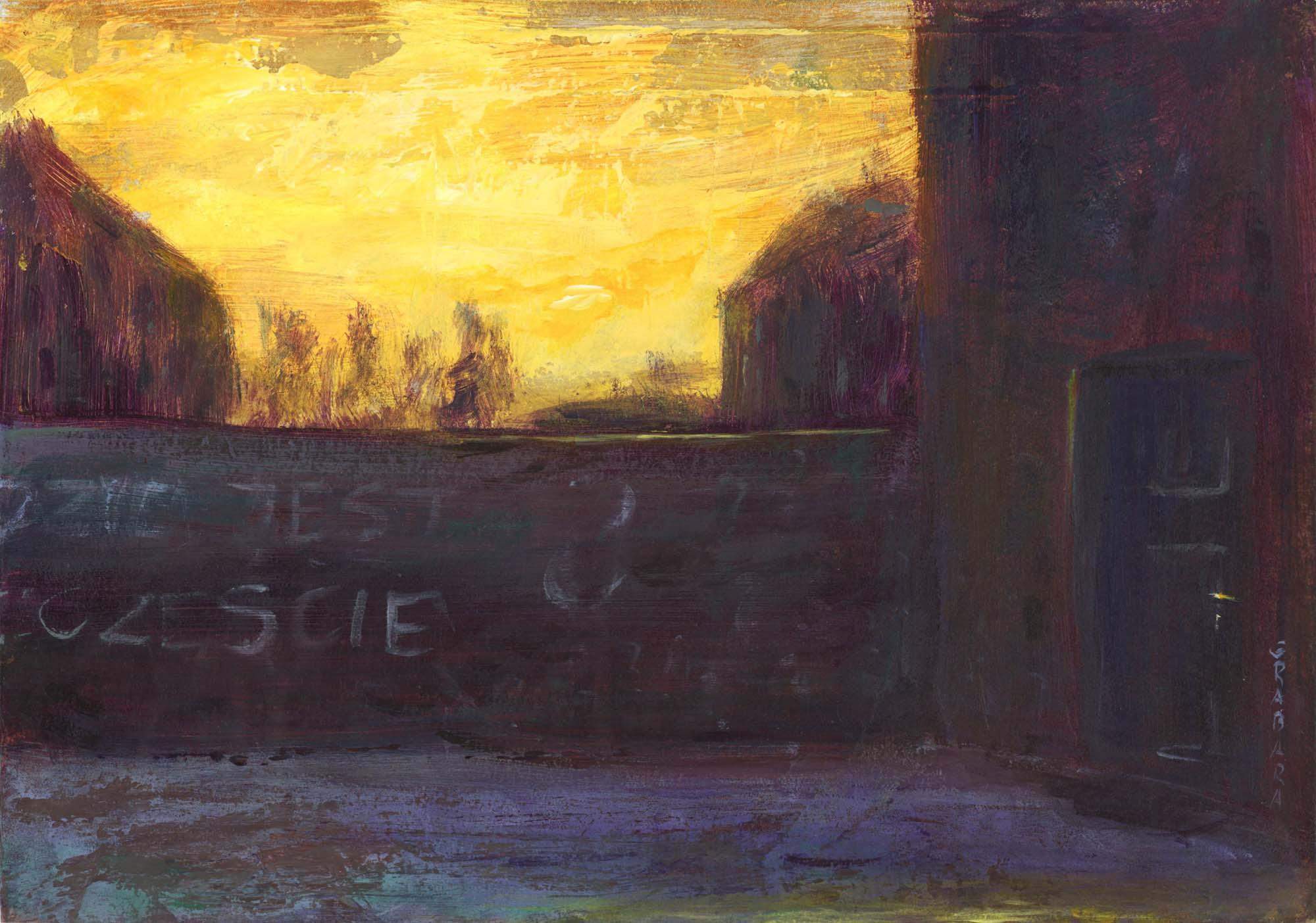 Gdzie jest szczęście - akryl na tekturze 27x19cm