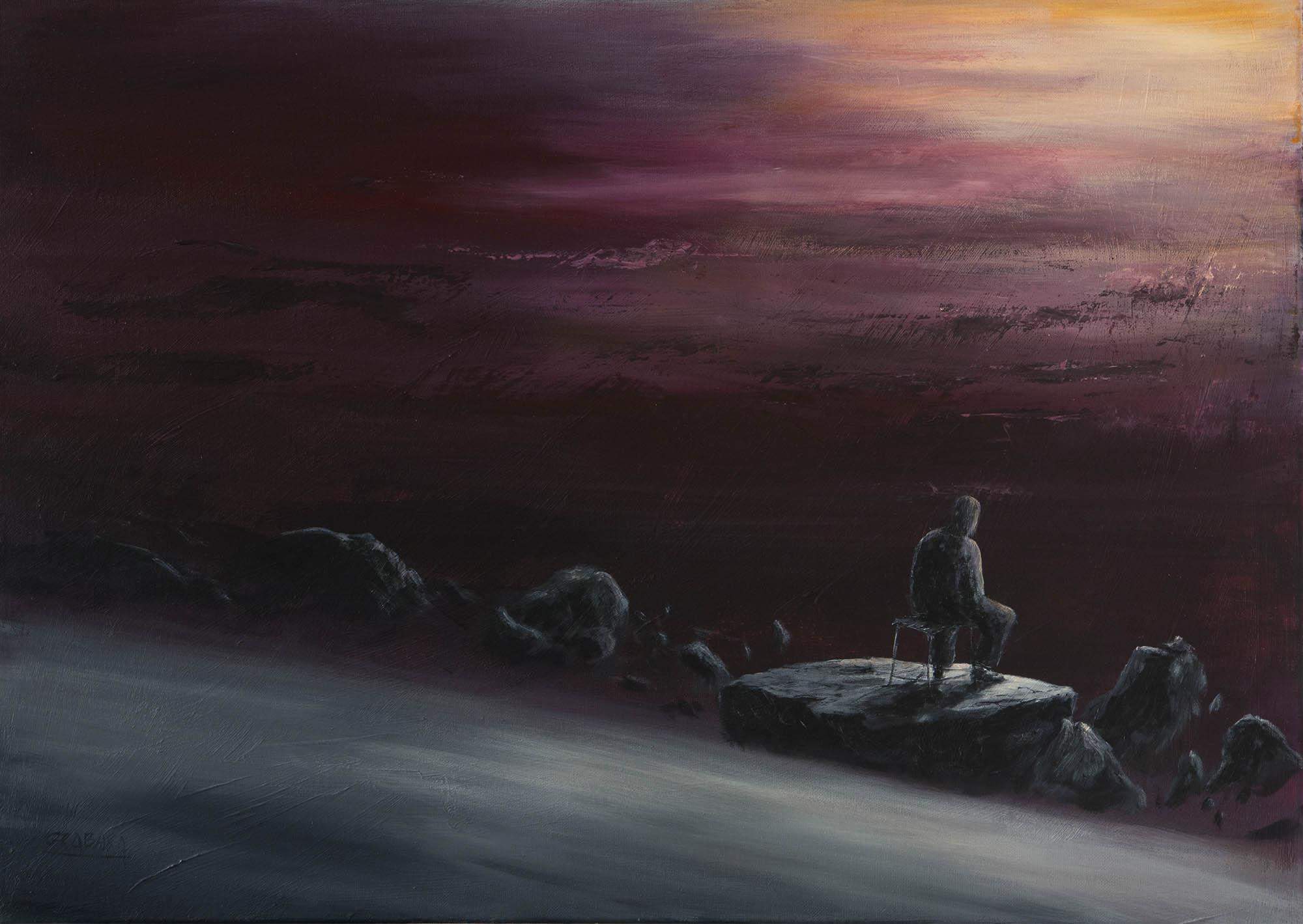 Gdzieś w przestrzeni - Bądź dla siebie światłem - akryl na płótnie 70x50cm