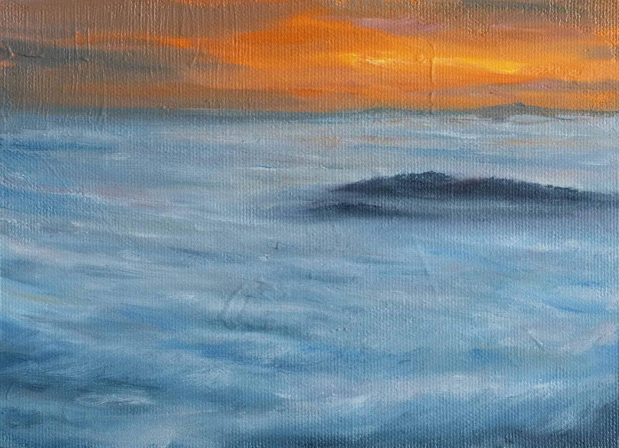 Impresja o Beskidzie - morze chmur  - olej na płótnie - 18x13cm - nieoprawiony