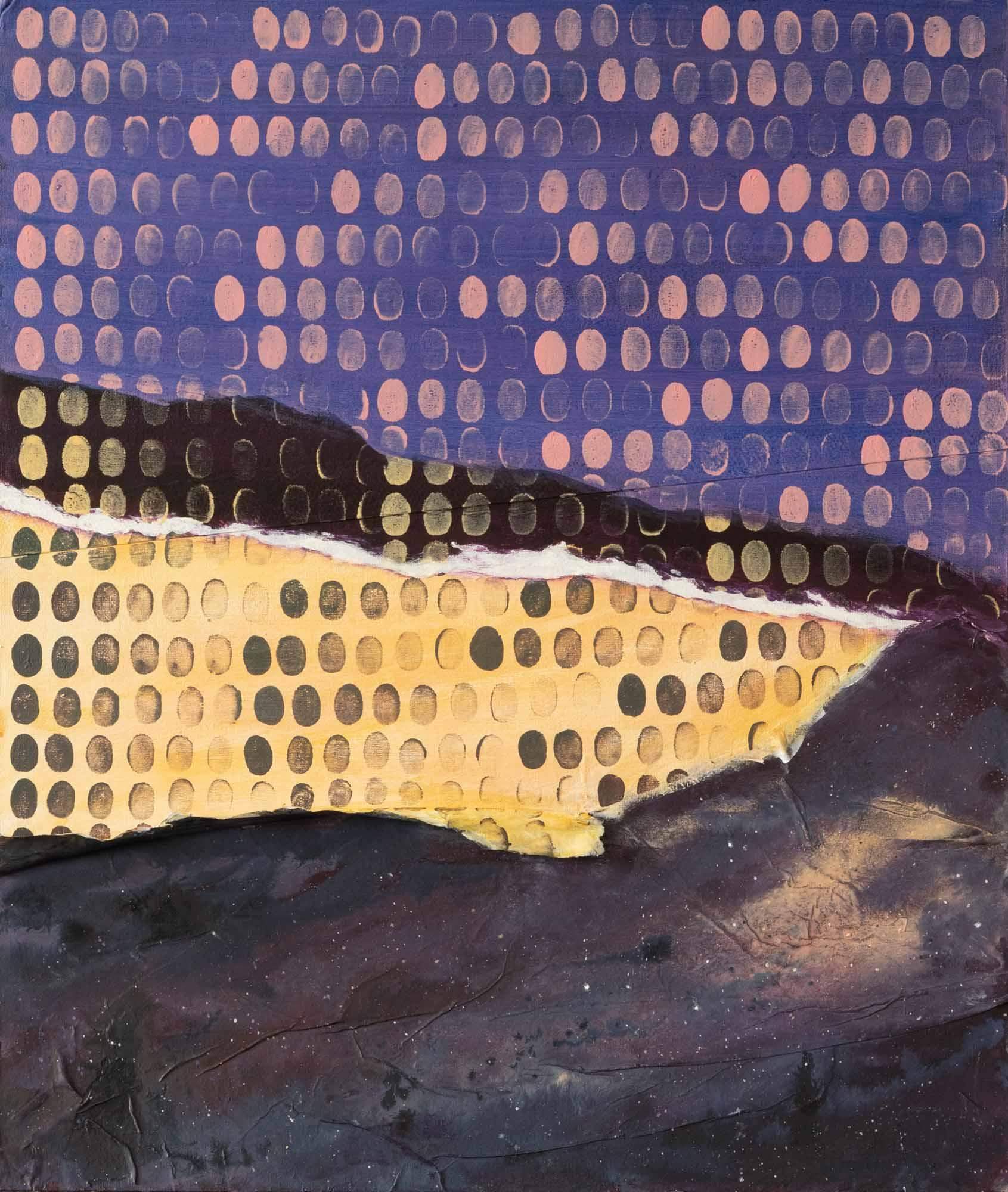 Ślad człowieczeństwa - akryl i papier na płótnie  - 60x50cm