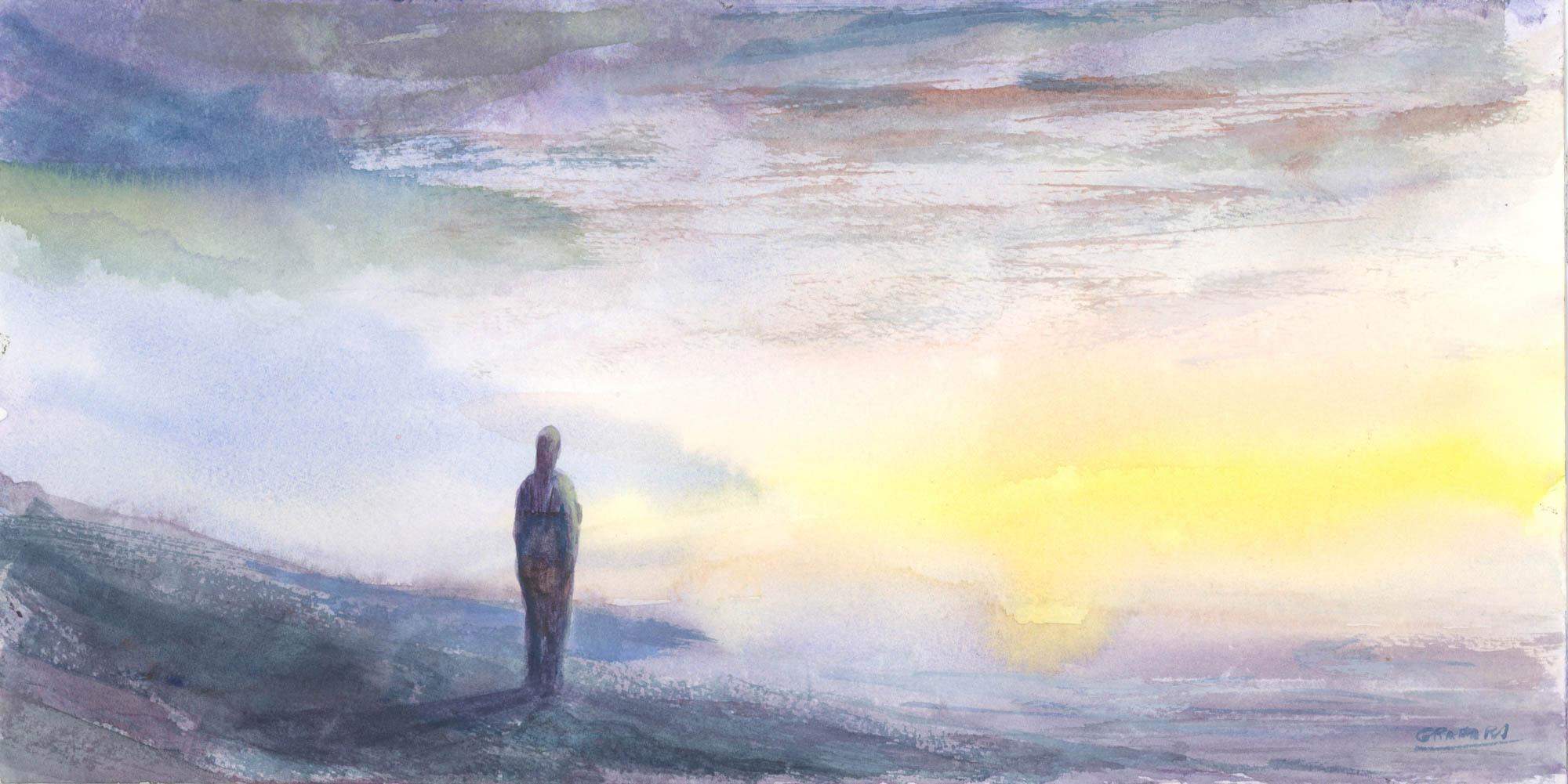 Nowy dzień - Malarstwo spokoju - akwarela - 36x18cm