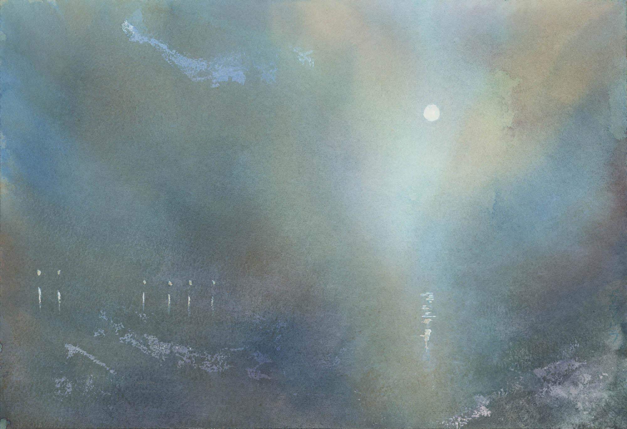 Kiedy mgły przesłonią świat- akwarela - 42x30cm