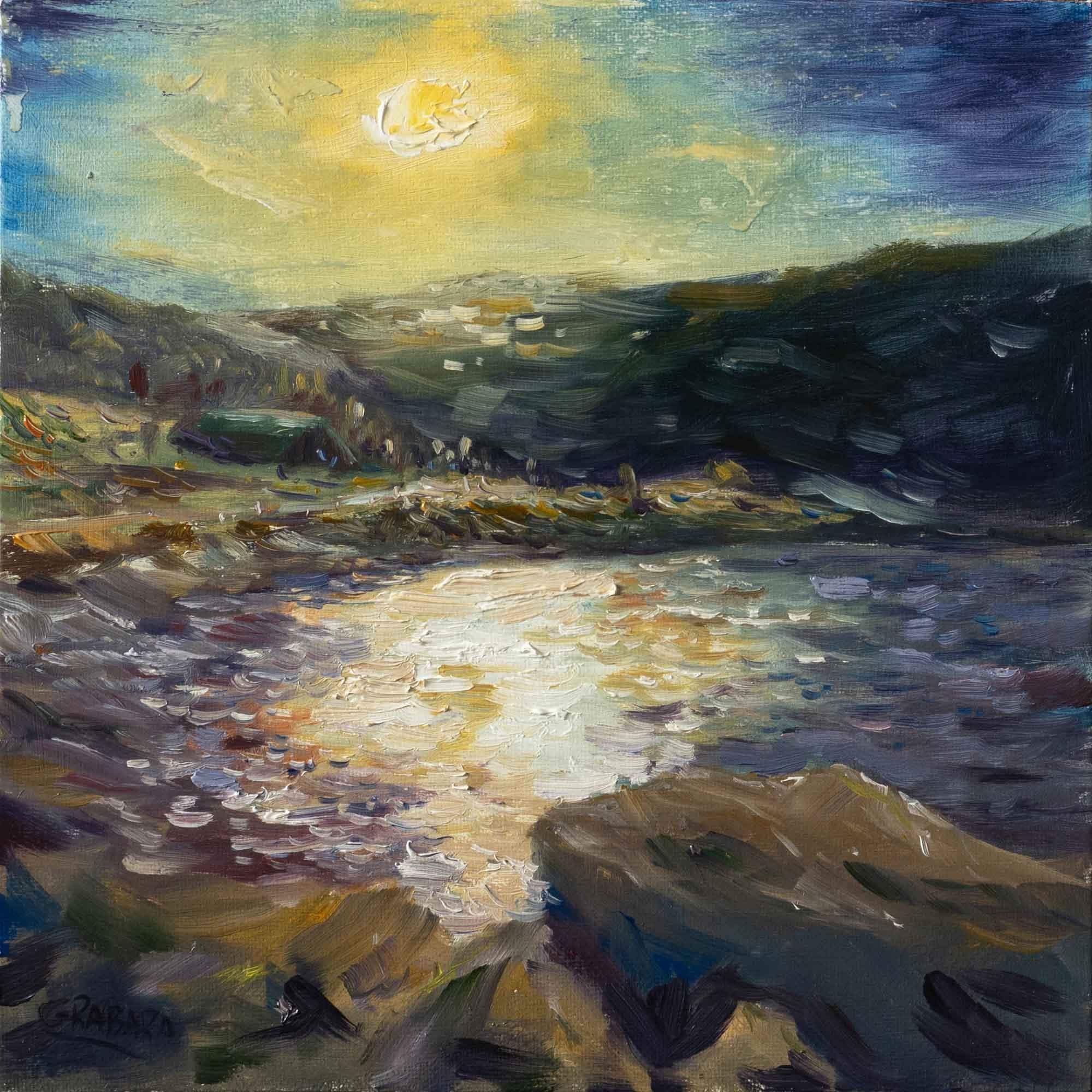 W drodze do Samotni - Karkonosze - olej na płótnie - 25x25cm - oprawiony