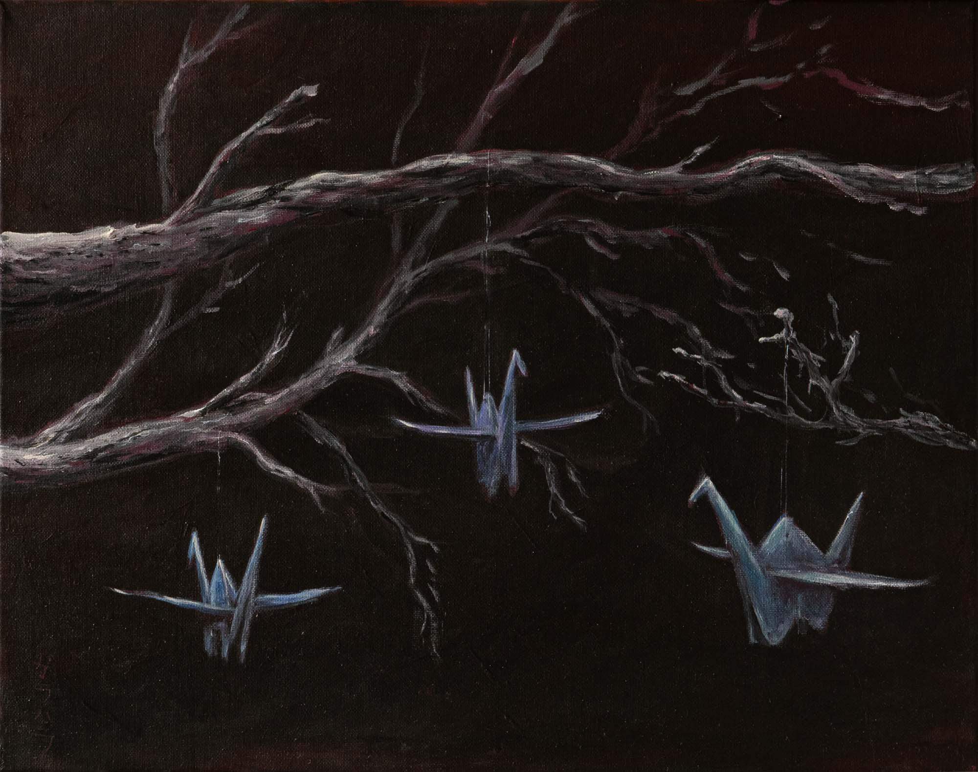 Żurawie - akryl na płótnie 50x40cm